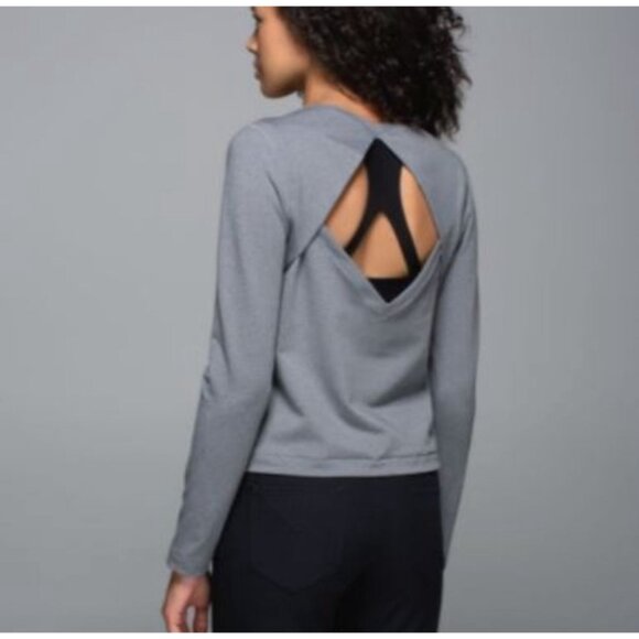 Lululemon Open Back Up Long Sleeve Heathered Slate Gray 12 - Picture 7 of 8